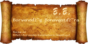 Borvendég Bonaventúra névjegykártya